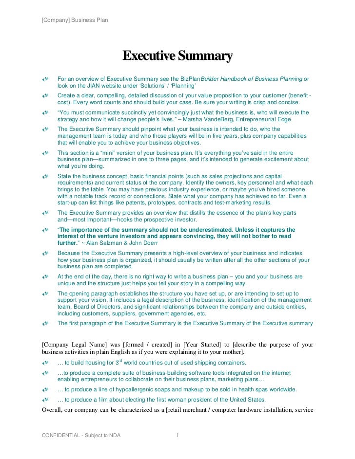 business plan template free business plan